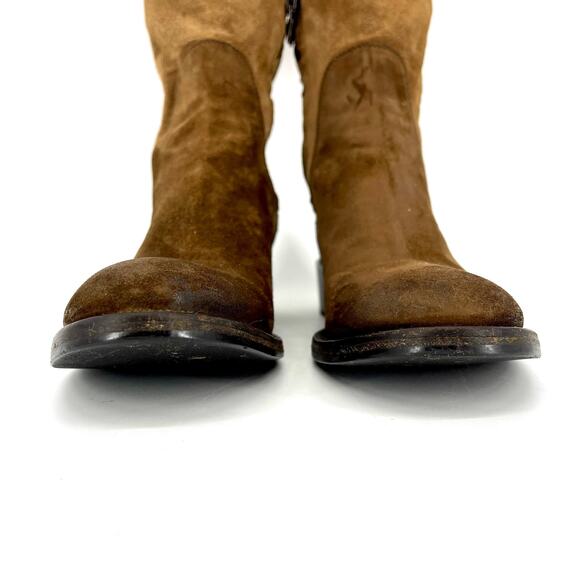 Prada brown suede‎ colorblock riding boots (35.5 / US 5) - Picture 4 of 13